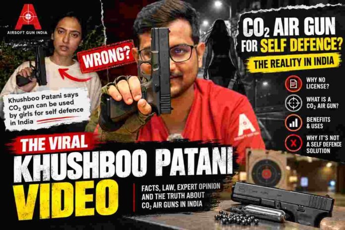 CO2 Air Gun Self Defence, Khushboo Patani, Umarex Glock 17 Gen4, Airsoft Gun India, .177 Air Pistol India, Women Safety Air Gun, Air Gun Laws India, Target Shooting India, Air Pistol Target Practice, Non-Lethal Self Defence Debate, Compressed CO2 Pistols